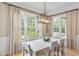 Bright dining area with large windows offering outdoor views and stylish modern lighting at 2281 Bransley Pl, Duluth, GA 30097