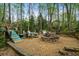 Backyard with a stone fire pit and seating area, perfect for outdoor gatherings at 4688 Oakleigh Manor Dr, Powder Springs, GA 30127