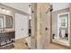 This bathroom has a tiled shower and floor, as well as a separate water closet and a freestanding tub at 6585 Queen Mill Se Rd, Mableton, GA 30126