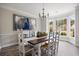 Elegant dining room features stylish chandelier, bay window, and modern art at 5296 Camden Lake Nw Pkwy, Acworth, GA 30101