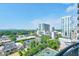 High-rise aerial view showcases the city skyline, nearby buildings, and lush green landscape at 325 E Paces Ferry Ne Rd # 1405, Atlanta, GA 30305
