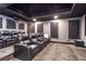Luxurious home theater room featuring black leather seating and custom light panels at 854 Club Moss Ct, Marietta, GA 30068