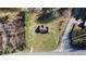 Aerial shot of a house with a large lawn surrounded by trees and a paved road at 3415 Spot Rd, Cumming, GA 30040
