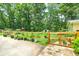 Fenced backyard with beautiful landscaping and stone pavers at 590 Yancey Cir, Covington, GA 30014