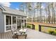 Rear deck with view of screened in back porch, seating, and wooded back yard at 214 Cedar Woods Way, Canton, GA 30114