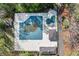 Aerial view of the neighborhood pool covered for the off-season and the surrounding area at 495 Heritage Way, Atlanta, GA 30328