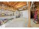 Unfinished basement providing ample storage and workspace, with exposed wood beams at 4062 Vinings Mill Se Trl, Smyrna, GA 30080
