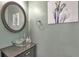Stylish powder room with vessel sink, granite counter, and decorative artwork at 4037 Hill Station Ct, Sugar Hill, GA 30518