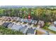 Scenic aerial view of a residential neighborhood with tree coverage and well-maintained homes at 3897 Lake Sanctuary Way, Atlanta, GA 30349