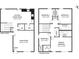 A schematic floor plan detailing room dimensions for each level of the property at 5675 Laurel Ridge Cir, Atlanta, GA 30344
