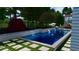 Beautiful backyard oasis with a stone pool featuring waterfall accents and lush landscaping at 1190 Mosspointe Dr, Roswell, GA 30075