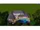 An aerial view of a backyard with a pool, a hot tub, and outdoor furniture at 1190 Mosspointe Dr, Roswell, GA 30075