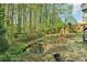 Secluded backyard with a small creek, mature trees, lush greenery and stone border at 4812 Lismoor Sw Trce, Mableton, GA 30126