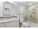 Bathroom featuring a vessel sink, granite countertops, and a glass shower at 5780 Heards Forest Dr, Atlanta, GA 30328