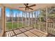 Relaxing screened porch with wood flooring and a beautiful view of wooded backyard at 46 Centerport Dr, White, GA 30184