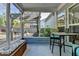Enclosed patio featuring a high top table with seating, storage bench, and backyard views at 4230 Braden Nw Ln, Kennesaw, GA 30144