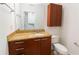 Bathroom vanity with granite countertop and cabinet storage at 264 19Th Nw St # 2308, Atlanta, GA 30363