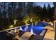 Modern swimming pool with integrated chaise lounges and water fountains creating a serene and luxurious retreat at 290 Ardsley Ln, Alpharetta, GA 30005