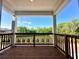 Enjoy the serene outdoor view from the covered patio with wood railing overlooking green space at 554 Sawnee Village Blvd # D75, Cumming, GA 30040