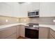 Modern kitchen featuring stainless steel appliances, gray cabinets, and a stylish backsplash at 1155 Custer Se Ave # 209, Atlanta, GA 30316