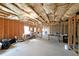 This basement has a framed wall, a concrete floor, and exposed insulation at 3725 Rifflewood Way, Douglasville, GA 30135