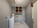 The laundry room features a modern washer and dryer unit with overhead cabinets at 1717 Ramblewood Way, Snellville, GA 30078