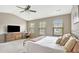 Well-lit bedroom with a large TV set and a comfortable bed with an expansive view at 4974 Whiteoak Walk Se # 21, Smyrna, GA 30080