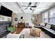 Living room features a coffered ceiling, a fireplace, and seamless access to the entry hallway at 4974 Whiteoak Walk Se # 21, Smyrna, GA 30080
