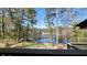 Scenic backyard view from deck, showcasing lush greenery and a peaceful lake at 336 Sir Richard Ct, Jonesboro, GA 30236