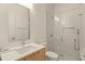 Modern bathroom features glass shower, updated vanity, and contemporary fixtures at 1337 Grey Fox Ne Ct, Atlanta, GA 30306