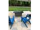 Relaxing patio with a modern fire pit, Adirondack chairs, and green space perfect for outdoor gatherings at 418 Robinson Rd, Peachtree City, GA 30269