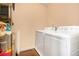Bright laundry room includes full-size washer and dryer, offering convenient laundry solutions at 1133 Church St # 1, Covington, GA 30014
