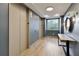 Hallway with elevators, wood-look flooring and modern decor at 1101 Juniper Ne St # 632, Atlanta, GA 30309