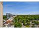 Stunning aerial view showcasing the surrounding neighborhood, lush trees, and cityscape in the distance at 2161 Peachtree Ne Rd # 907, Atlanta, GA 30309