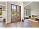 Grand foyer with hardwood floors and a beautiful entryway at 5485 Woodrun Ln, Johns Creek, GA 30005