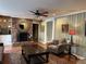 Comfortable living room with brick fireplace, warm lighting, and stylish furnishings at 2112 Fisher Ne Trl, Atlanta, GA 30345