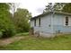 The exterior side view shows the light blue siding and the grassy landscape at 6232 Hospital Way, Douglasville, GA 30134