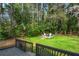 Picturesque backyard with lush greenery, a fire pit, and seating area, perfect for outdoor enjoyment at 437 Collier Ridge Nw Dr, Atlanta, GA 30318