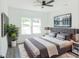 A modern bedroom with light gray finishes, a large bed, and two wall-mounted televisions at 5469 Helen Pl Sw, Mableton, GA 30126
