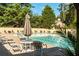Beautiful community pool with ample seating and umbrella tables at 7415 Northampton Ct, Cumming, GA 30040