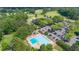 Aerial view of the community pool with ample parking, tennis courts and golfing at 7415 Northampton Ct, Cumming, GA 30040