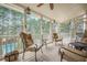 Inviting screened-in porch with ample seating overlooking the backyard with a pool at 7415 Northampton Ct, Cumming, GA 30040