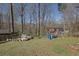 Fenced backyard featuring a play structure and space for gardening at 525 Penny Ln, Woodstock, GA 30188