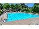 Large community pool area featuring a slide, lounge chairs, umbrellas, and landscaped surroundings at 7020 Grassmoor Grange Way, Cumming, GA 30040