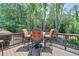 Inviting deck area featuring outdoor seating, perfect for relaxing or entertaining in the wooded backyard at 7020 Grassmoor Grange Way, Cumming, GA 30040