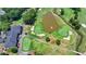 Scenic aerial view of a well-maintained golf course and clubhouse nestled amidst lush greenery at 7020 Grassmoor Grange Way, Cumming, GA 30040