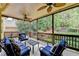 Relaxing screened porch with ceiling fans, comfortable seating, and a view of the landscaped backyard at 8070 Georgetown Cir, Suwanee, GA 30024