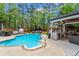 Enjoy a backyard oasis featuring a swimming pool, outdoor kitchen and seating area at 904 Beaumont Ct, Canton, GA 30114