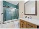 Beautiful bathroom features a tiled shower, modern vanity, and a well-lit mirror at 1388 La France Ne St, Atlanta, GA 30307