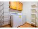 Functional laundry room with washer, dryer, cabinet and wire shelving at 2972 Ponderosa Cir, Decatur, GA 30033